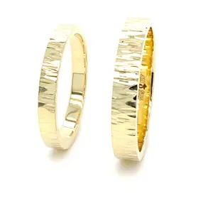 Trouwring Goud Berk Excellent gehamerd, hoogglans, 14k goud 1,5mm dik