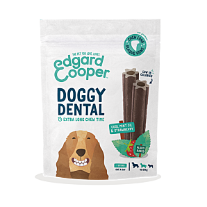 Edgard & Cooper Doggy Dental Sticks Frisse Muntolie & Aardbei Medium 7 per zak hondenvoer