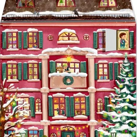 Adventskalender kersthuis met magneetjes