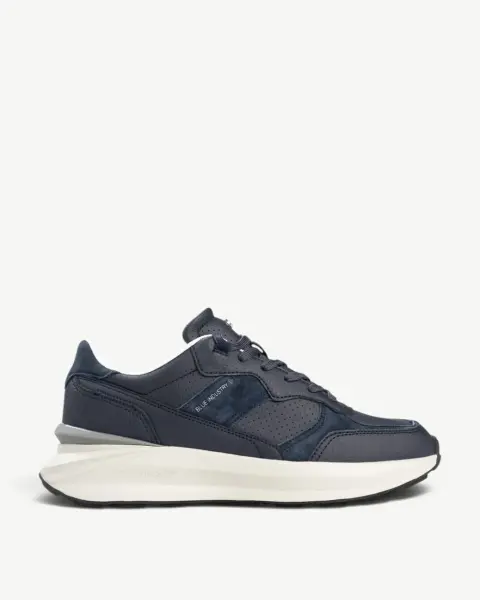 Heren veterschoenen-Blauw leer