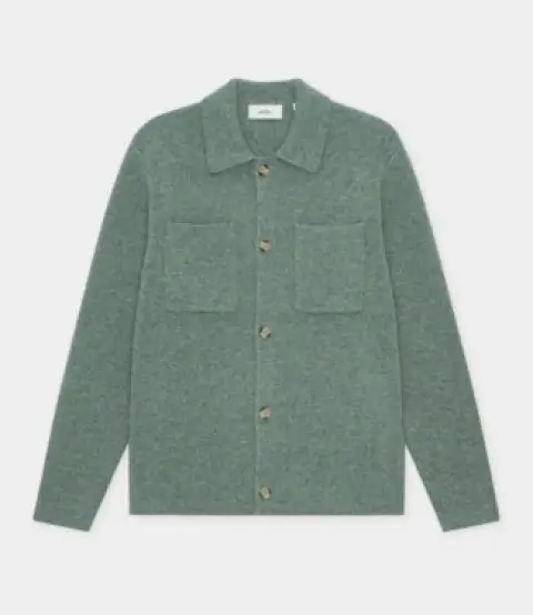 Les Deux milano knit overshirt laurel wreath green