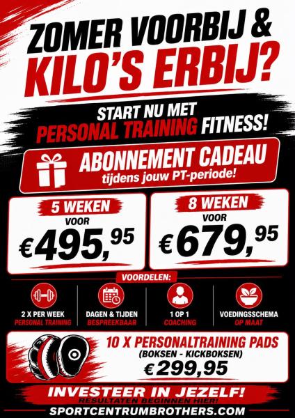 Start nu met Personal Training - 5 weken voor 495,95 euro of 8 weken voor 679,95 euro, inclusief abonnement cadeau
