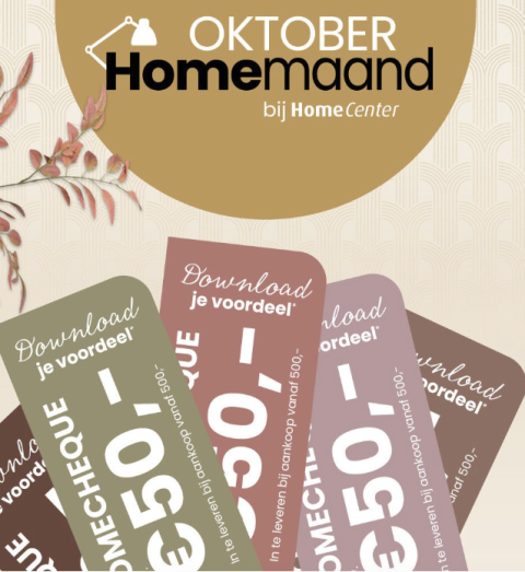 Oktober Homemaand bij Home Center Wolvega met Homecheques tot €250 voordeel