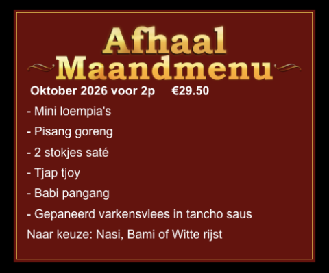 Oktober maandmenu voor 2 personen bij China You-Yi in Beerta voor €29,50