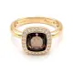 14k Pillow ring Smokey quartz met diamant 0.23crt SiW geelgoud / 23-7 in stock