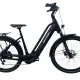 Corratec Life CX7 elektrische stadsfiets in mat zwart, zijaanzicht met lage instap en bagagedrager