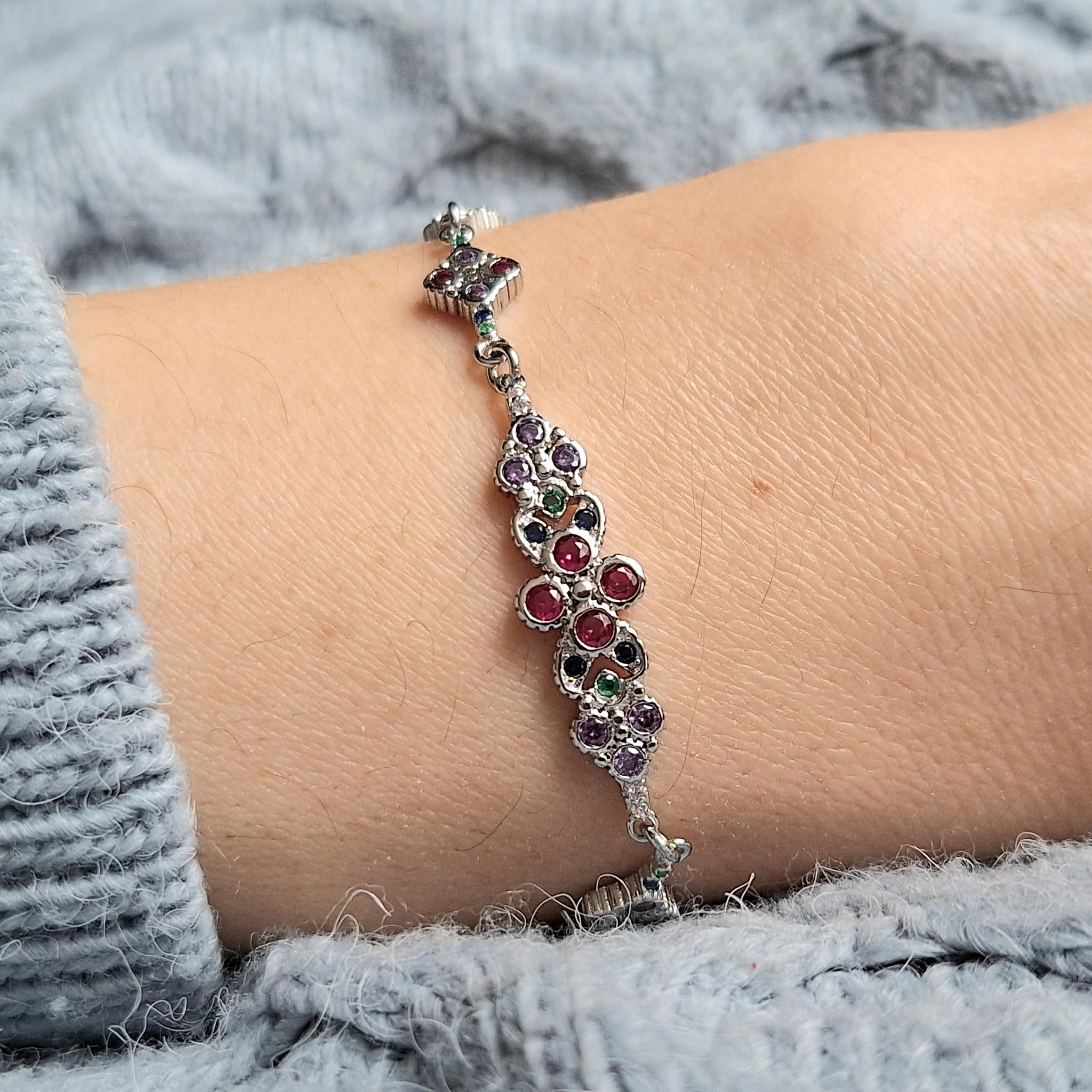 Kleurige zilveren aramband