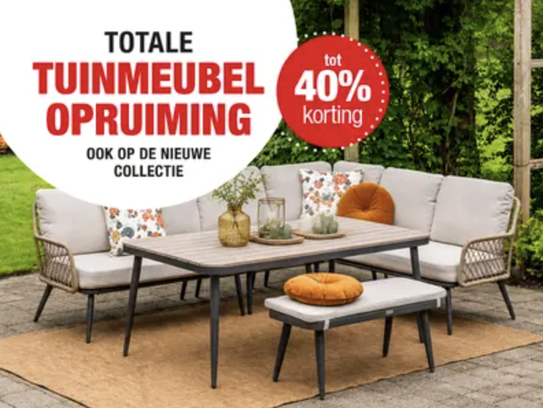 Totale Tuinmeubel Opruiming 2026 bij De Boet met tot 40% korting