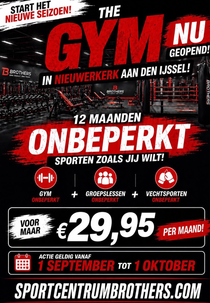 Fitness in Nieuwerkerk aan den IJssel met Panatta apparatuur en groepslessen bij Sportcentrum Brothers