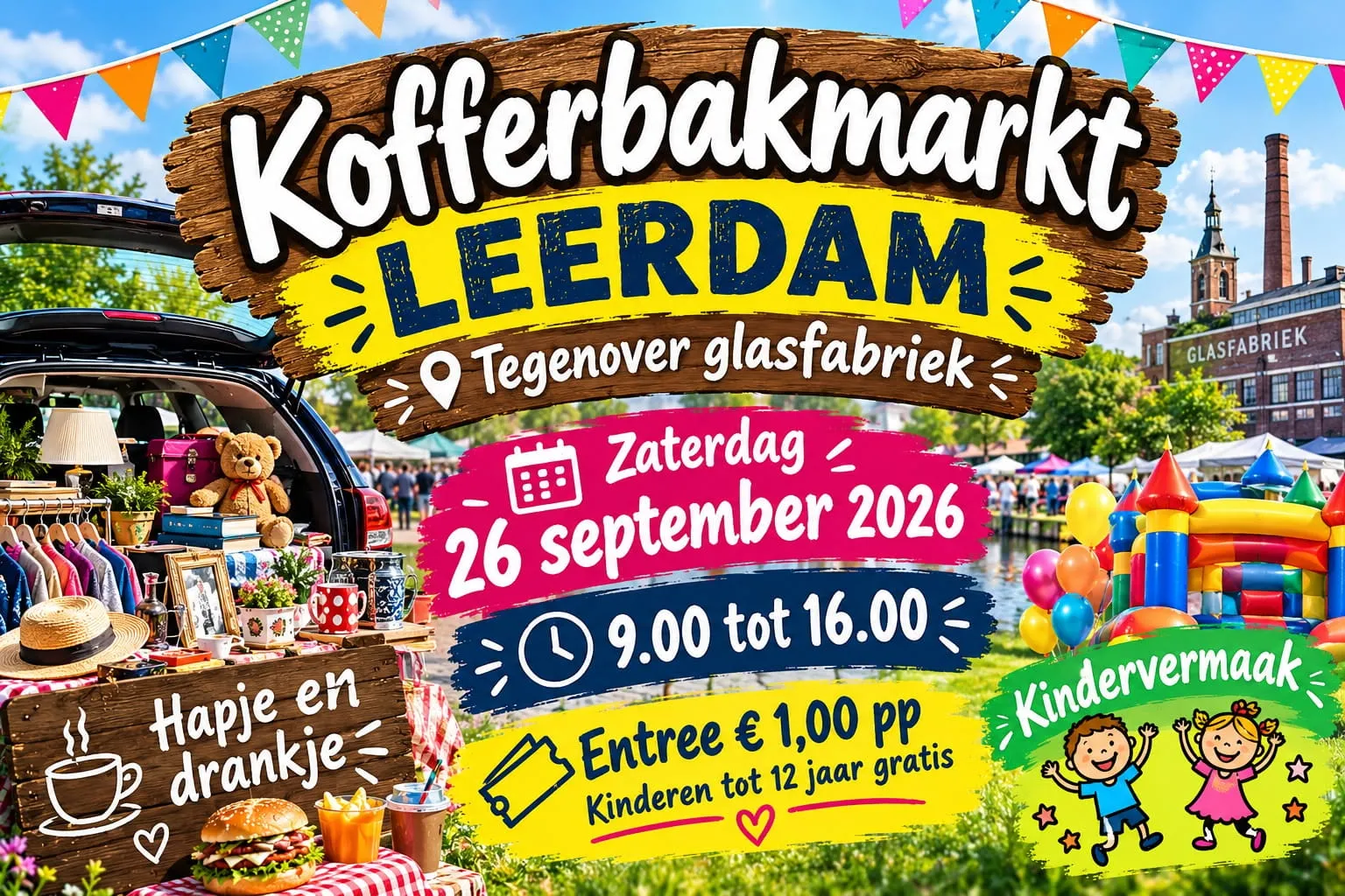 Kofferbakmarkt Leerdam aan de Lingedijk op 26 september 2026