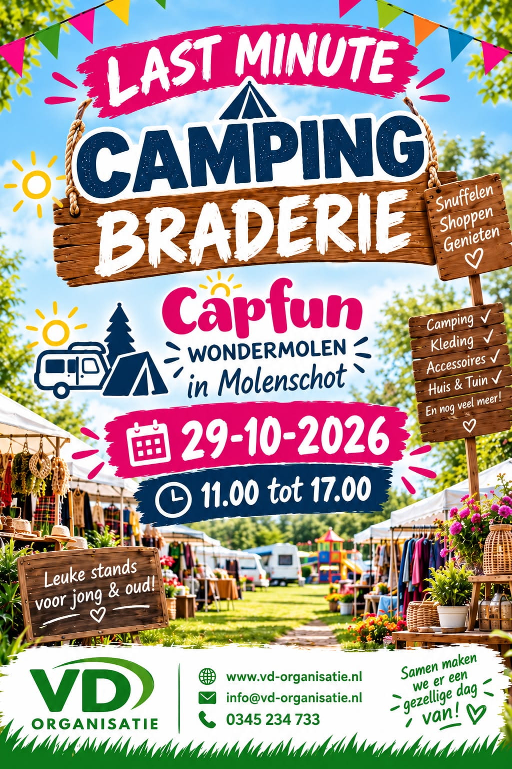 Last Minute Camping Braderie bij Capfun De Wondermolen in Molenschot op donderdag 29 oktober 2026